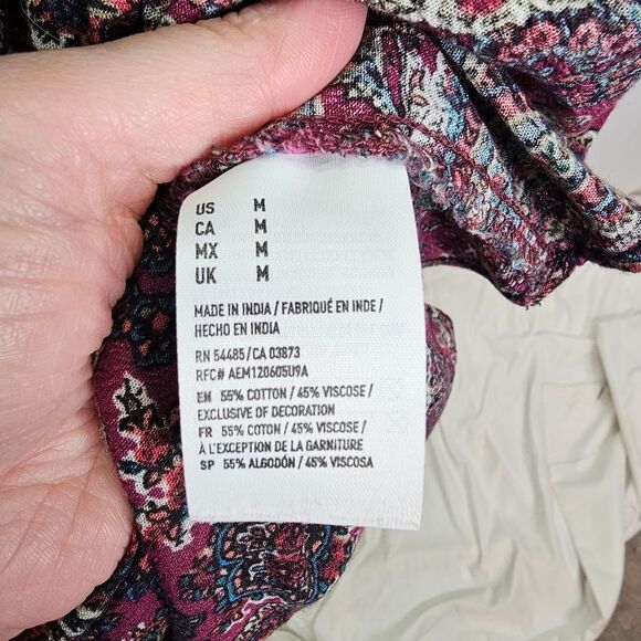 American Eagle Outfitters Purple Paisley Cut Out Mini Dress Size Medium - Picture 8 of 10